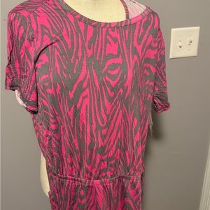 Pink and Gray strip romper